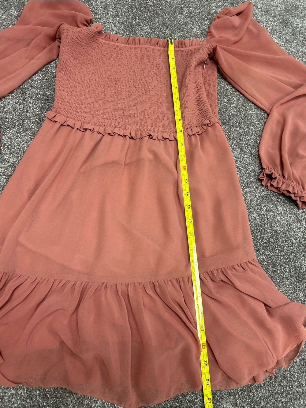 Wilfred Peachy Rust Off-Shoulder Ruffle Mini Dress - Picture 2 of 5